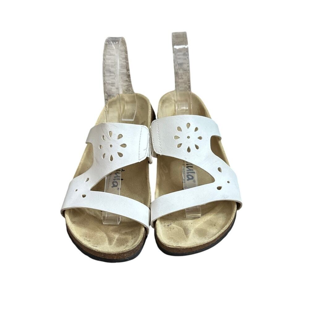 Betula by Birkenstock Laser Cut White Slide Sandals Size 6